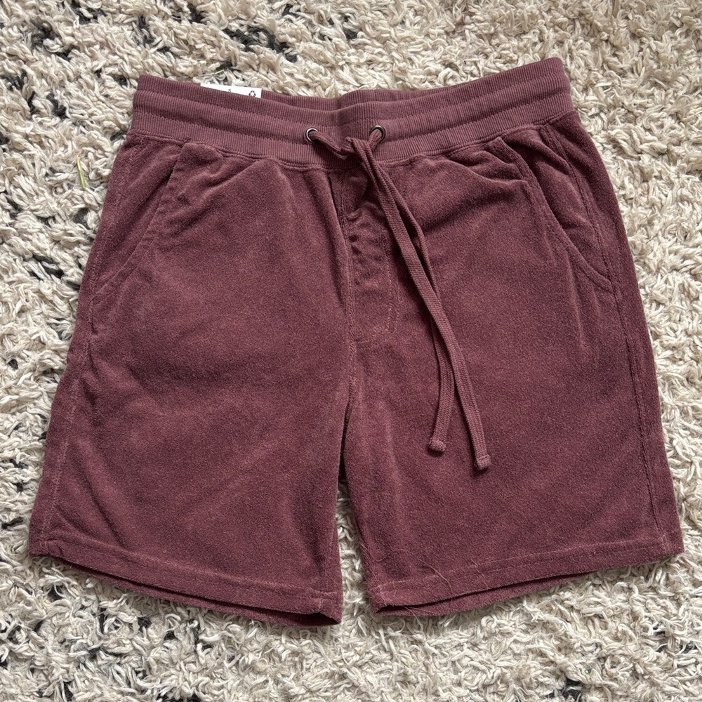 COTTON ON Men’s Terry Drawstring Shorts - Burgundy Size Small NWT